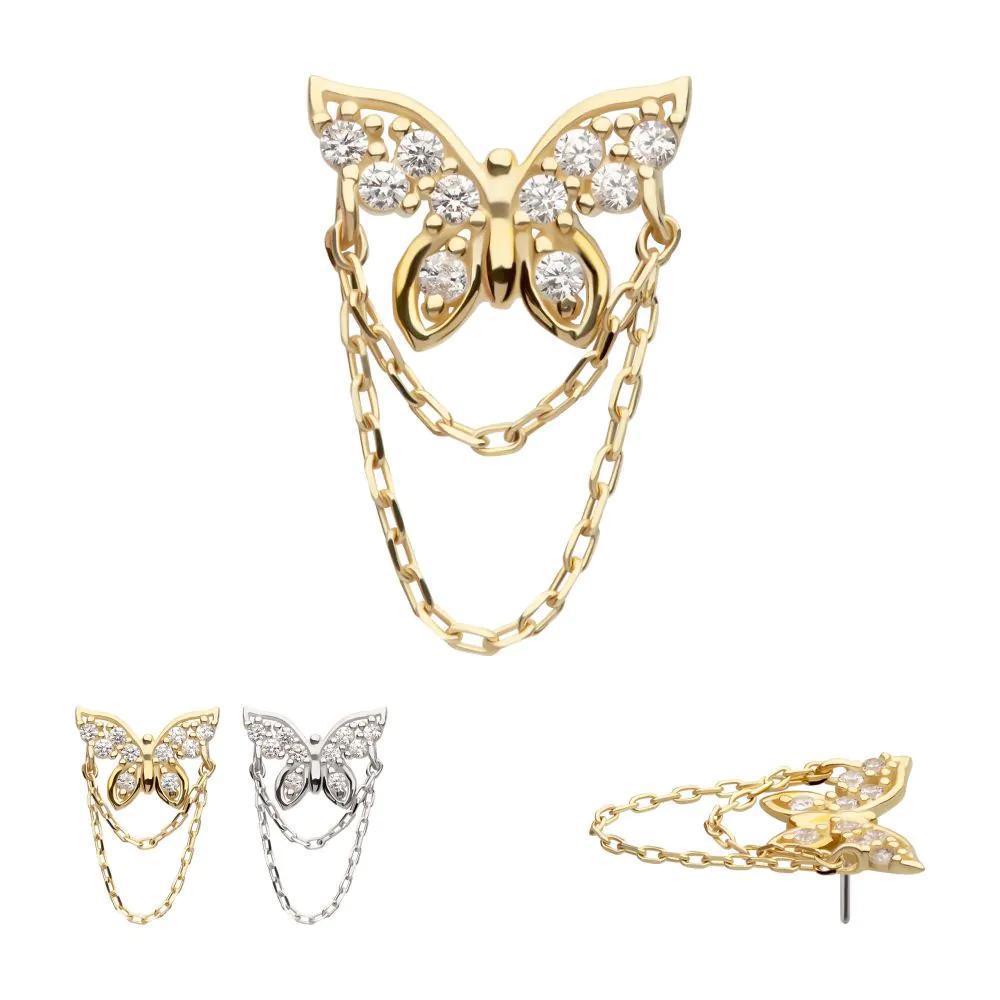 Invictus | 14k gold | Butterfly 2 tier Chain | CZ