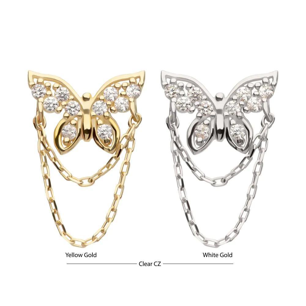 Invictus | 14k gold | Butterfly 2 tier Chain | CZ