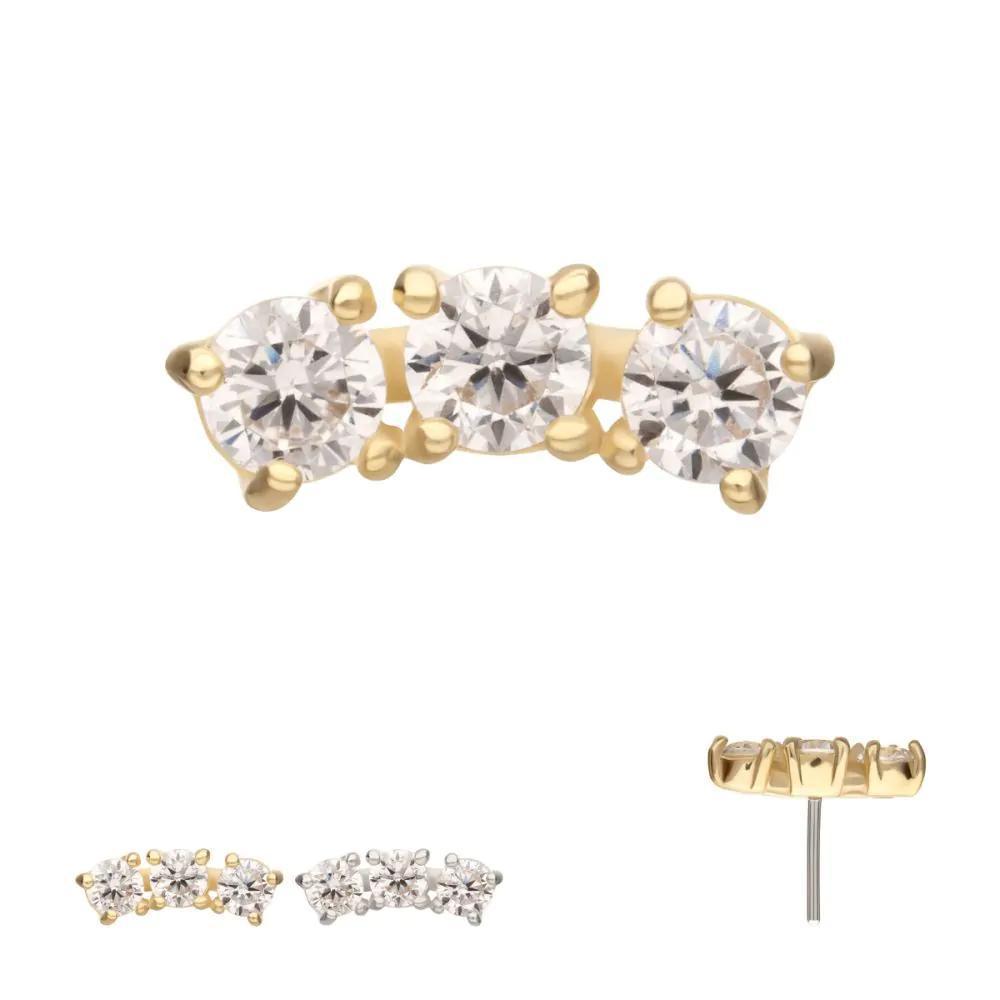 Invictus | 14k gold | Centered Curved Cluster | CZ