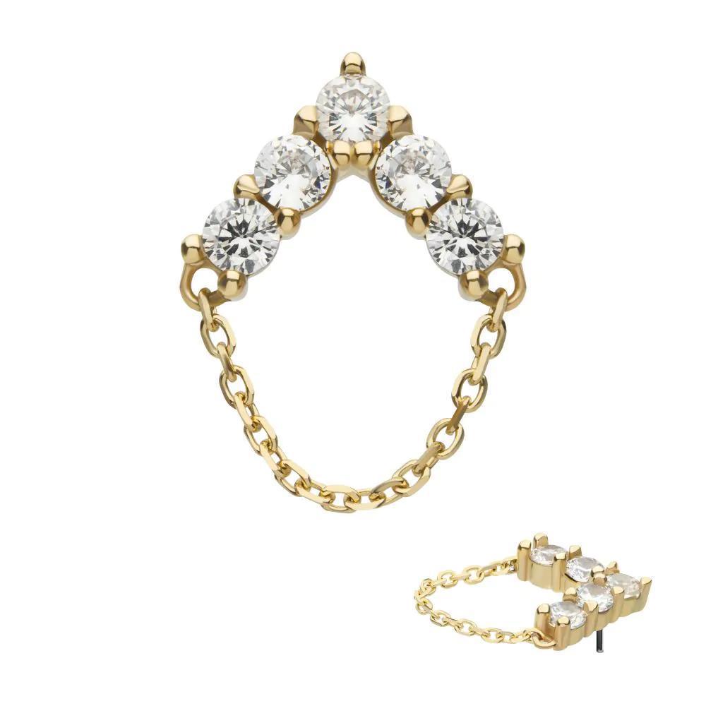 Invictus | 14k gold | Chevron with Chain | CZ
