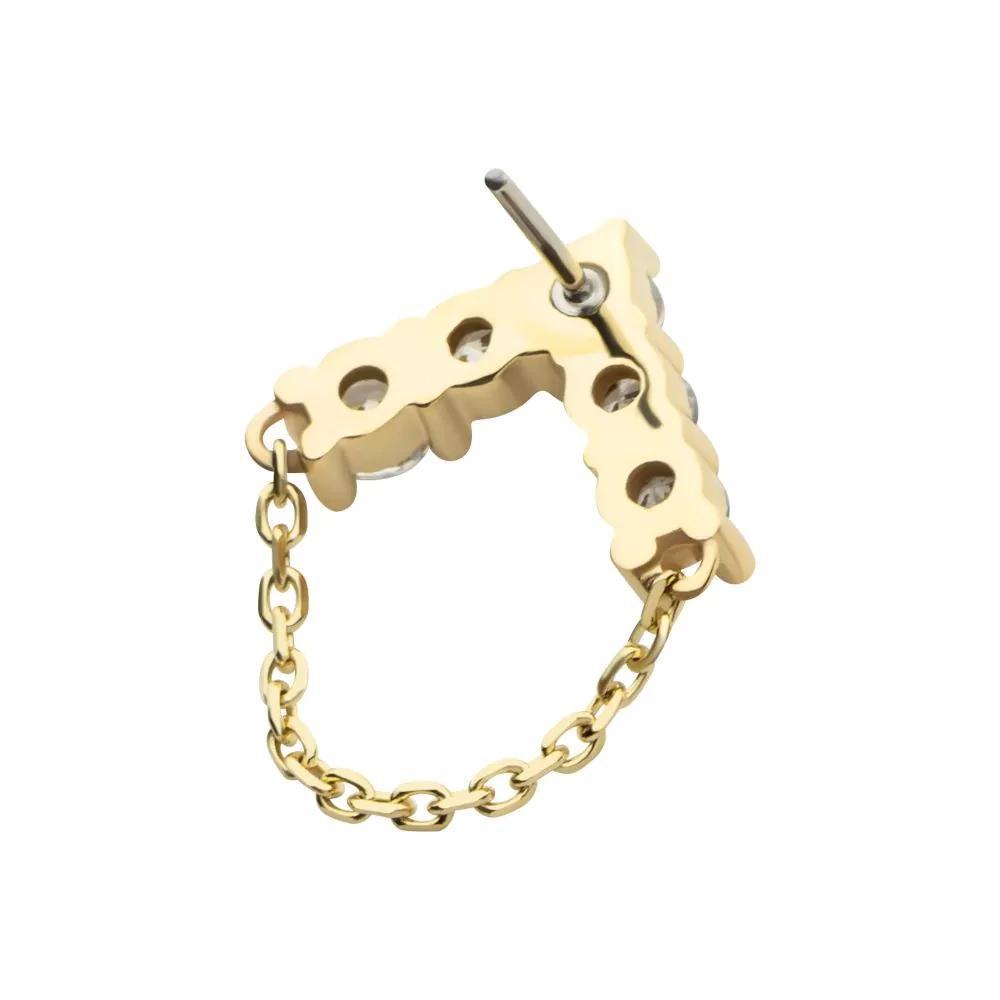 Invictus | 14k gold | Chevron with Chain | CZ