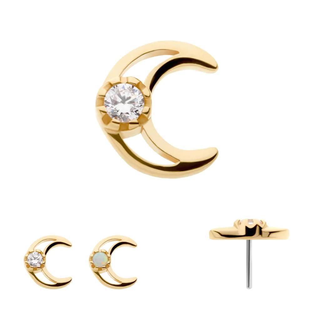 Invictus | 14k gold | Crescent Moon | CZ/Opal