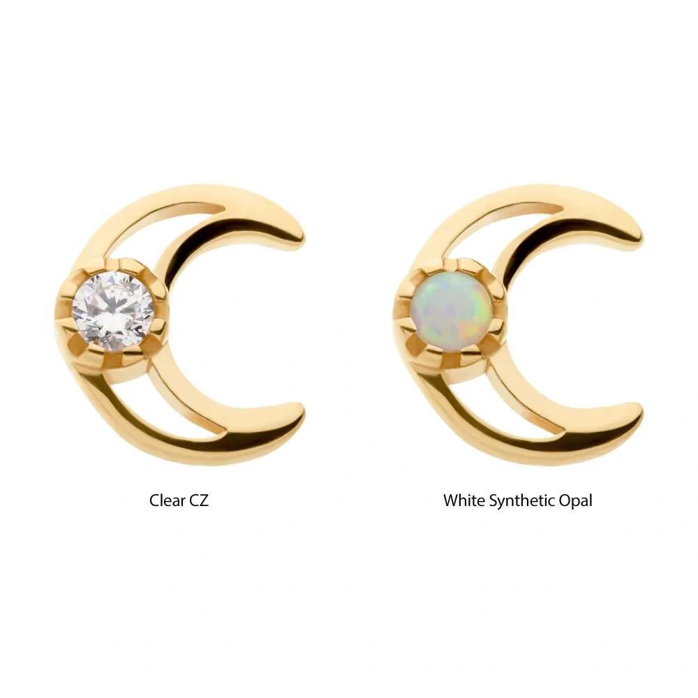 Invictus | 14k gold | Crescent Moon | CZ/Opal