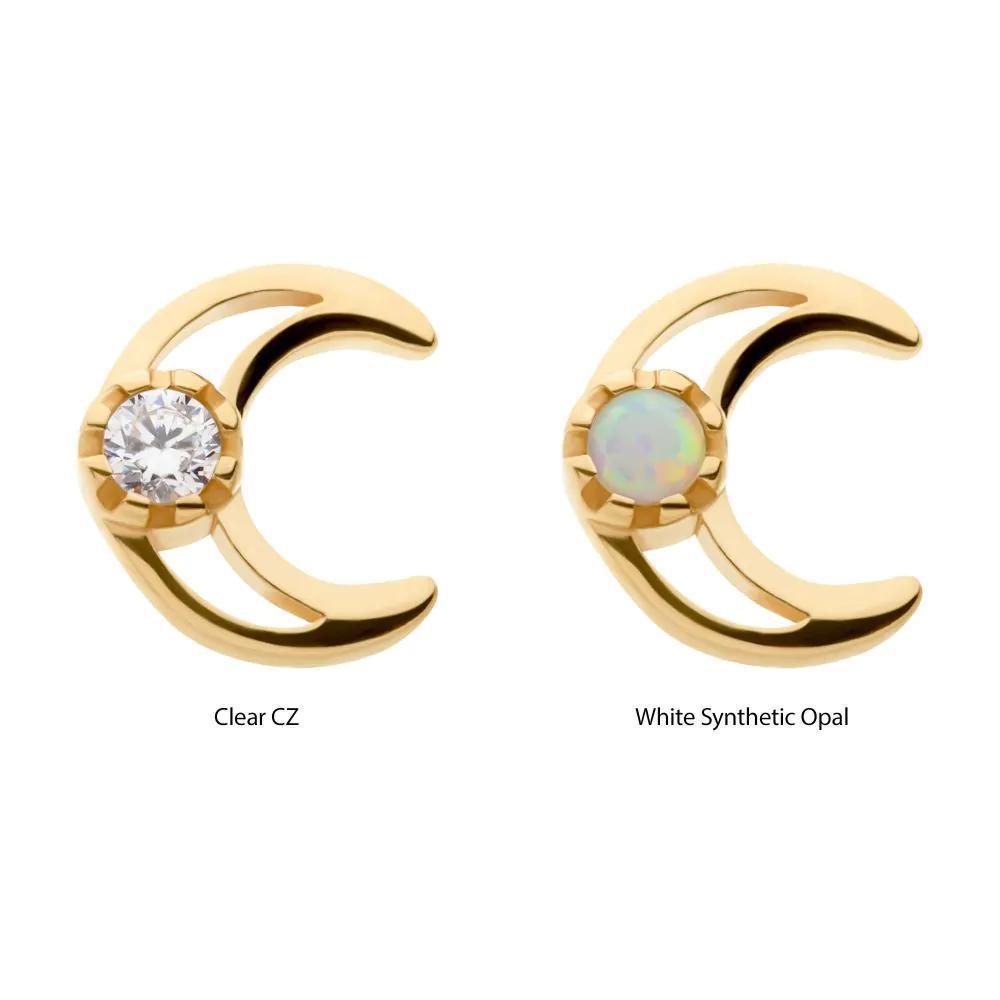 Invictus | 14k gold | Crescent Moon | CZ/Opal