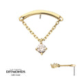 Invictus | 14k gold | Curved Bar Top with 4-Prong Lab-Grown Diamond Dangle | Lab-Grown Diamond