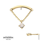Invictus | 14k gold | Curved Bar Top with 4-Prong Lab-Grown Diamond Dangle | Lab-Grown Diamond