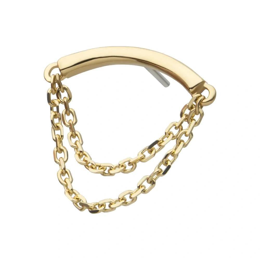 Invictus | 14k gold | Curved Bar with 2 Tier Chain
