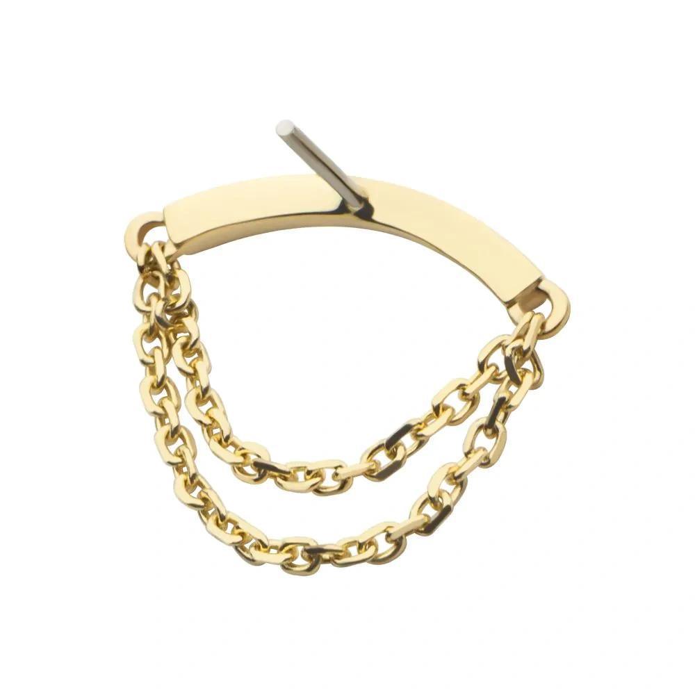 Invictus | 14k gold | Curved Bar with 2 Tier Chain