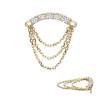 Invictus | 14k gold | Curved Bar with 3-Tier Chain | CZ