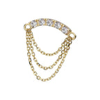 Invictus | 14k gold | Curved Bar with 3-Tier Chain | CZ