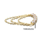 Invictus | 14k gold | Curved Bar with 3-Tier Chain | CZ