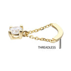 Invictus | 14k gold | Curved Bar with Prong Set Dangle | CZ