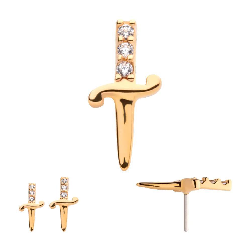 Invictus | 14k gold | Dagger | CZ