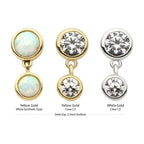 Invictus | 14k gold | Double Bezel Drop | Clear CZ + Synthetic Opal