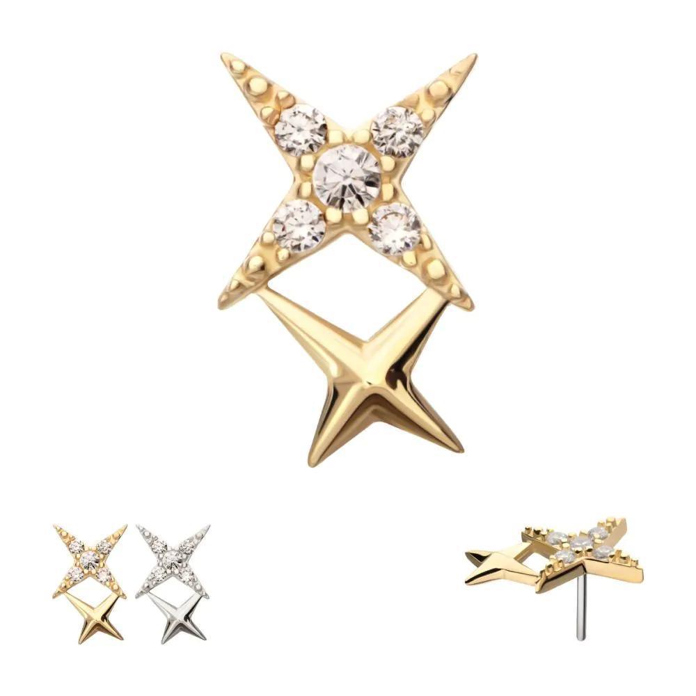 Invictus | 14k gold | Double Celestial Star | CZ