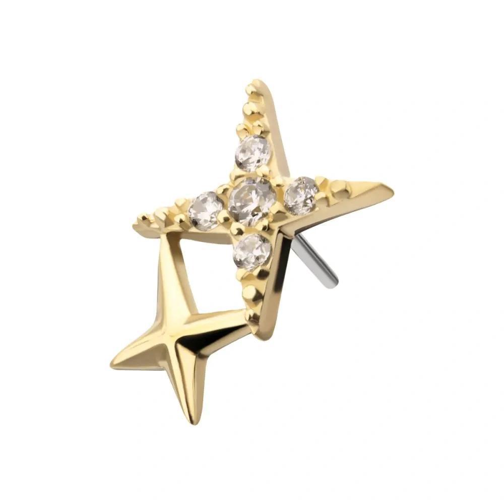 Invictus | 14k gold | Double Celestial Star | CZ