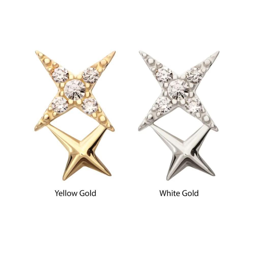 Invictus | 14k gold | Double Celestial Star | CZ