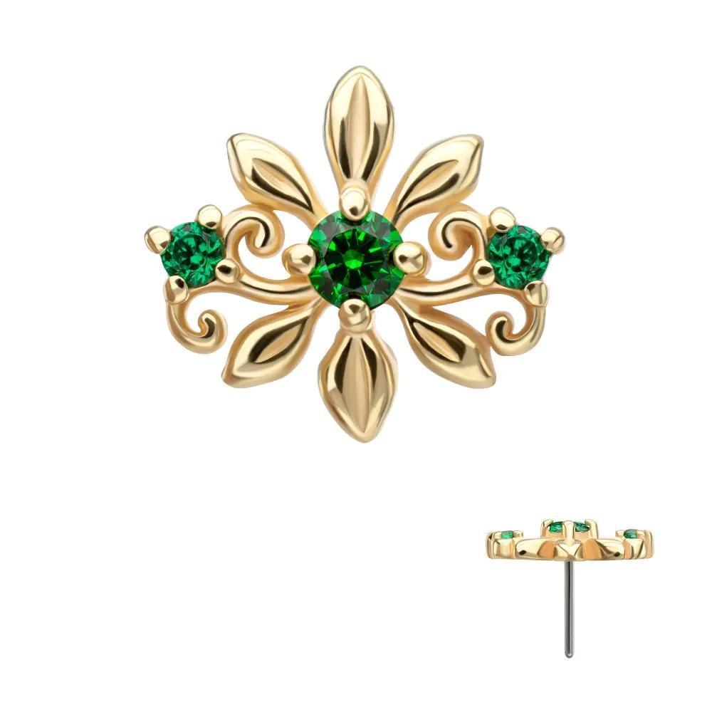 Invictus | 14k gold | Emerald Blossom with Gem | CZ