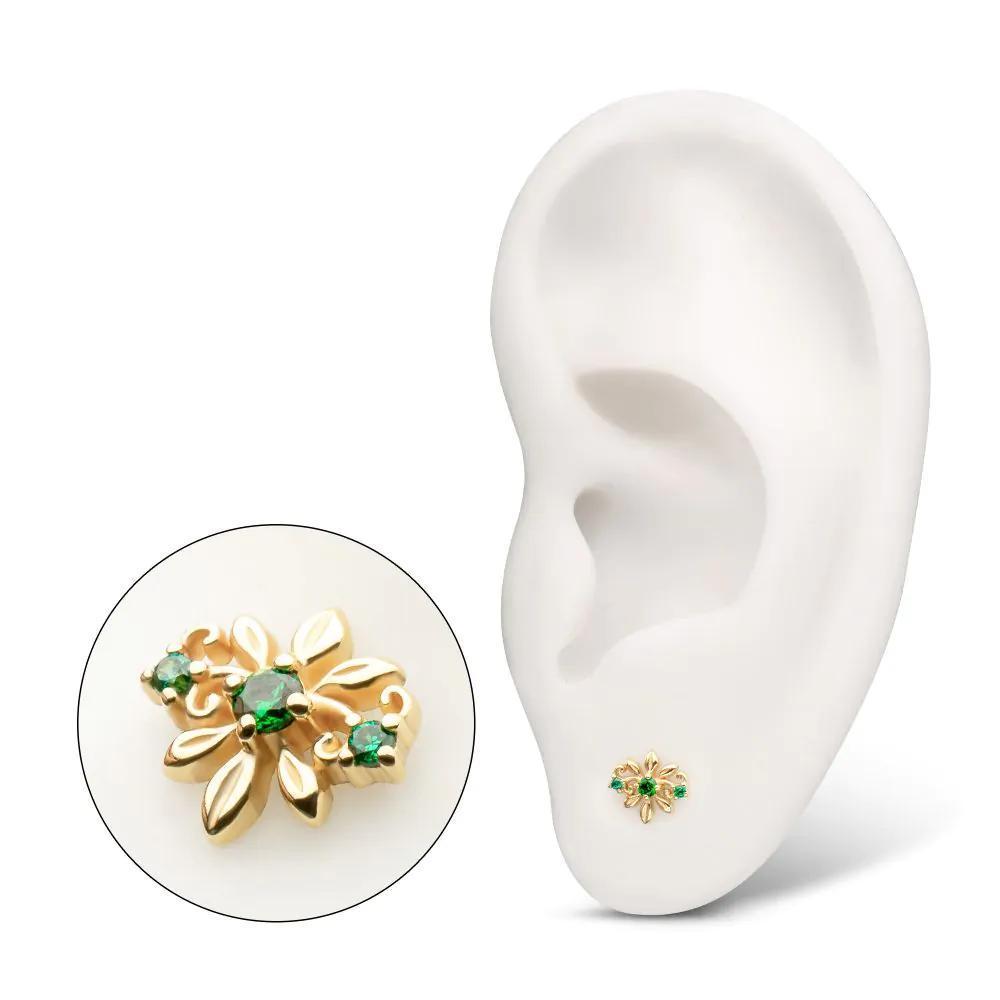 Invictus | 14k gold | Emerald Blossom with Gem | CZ