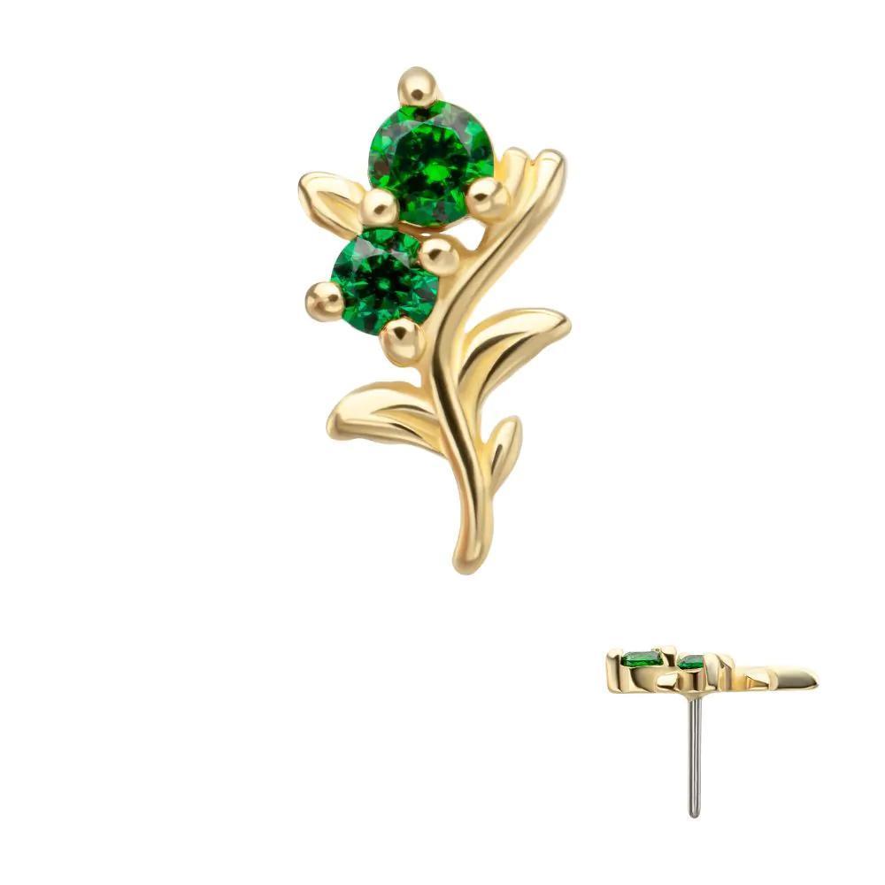 Invictus | 14k gold | Emerald Sprout w Gems | CZ