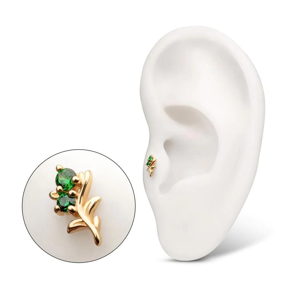 Invictus | 14k gold | Emerald Sprout w Gems | CZ