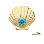 Invictus | 14k gold | Etched Seashell | Aqua CZ