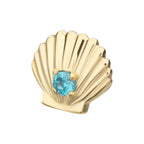 Invictus | 14k gold | Etched Seashell | Aqua CZ