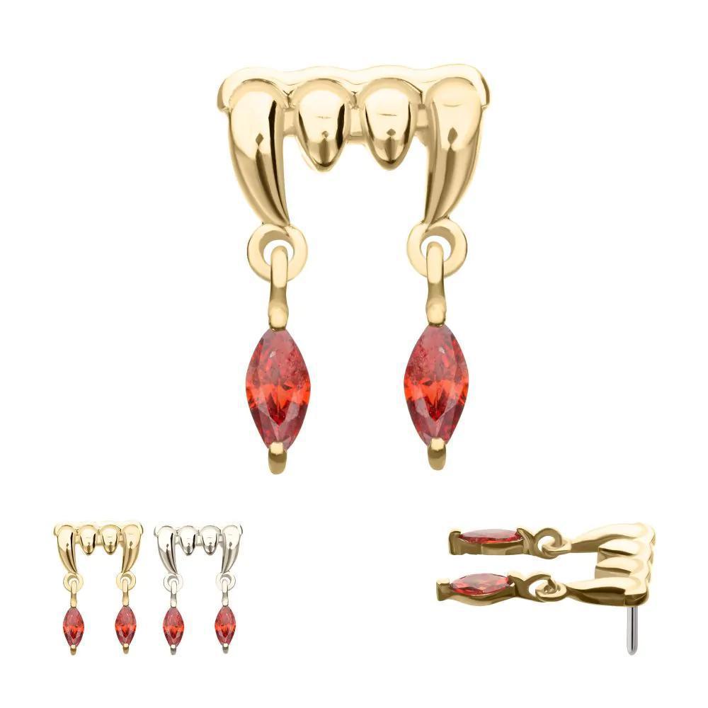 Invictus | 14k gold | Fangs with Marquise Dangle | Garnet CZ