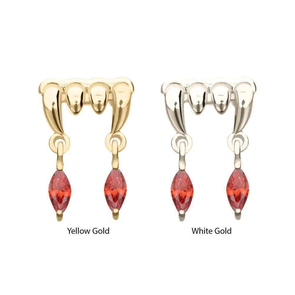 Invictus | 14k gold | Fangs with Marquise Dangle | Garnet CZ