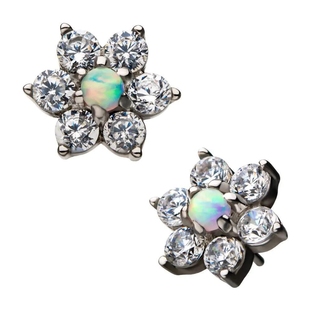 Invictus | 14k gold | Flower | CZ & Synthetic White Opal