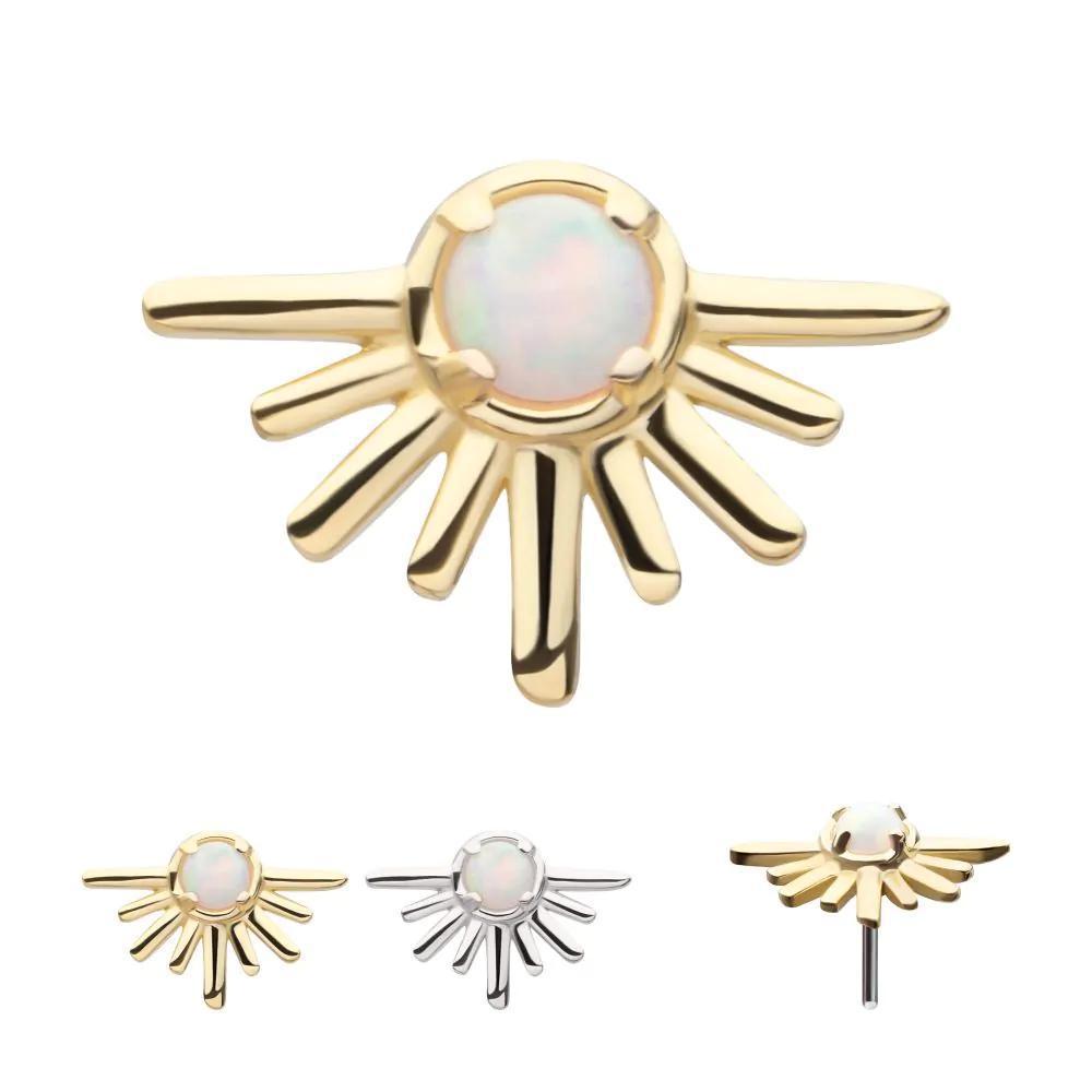 Invictus | 14k gold | Half Starburst | synthetic White Opal