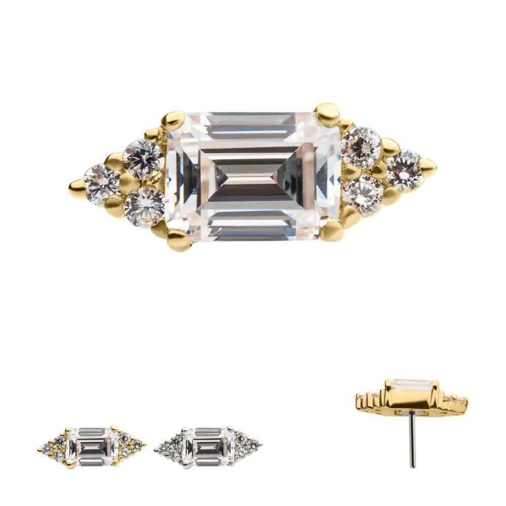 Invictus | 14k gold | Hexagon and Prong Set Baguette | CZ
