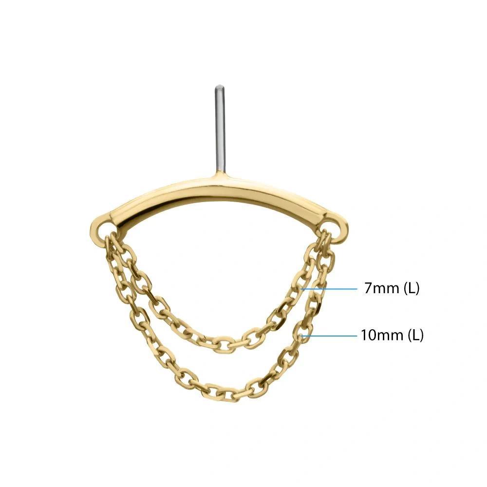 Invictus | 14k gold | Hidden Helix Curved Bar with 2 Tier Chain