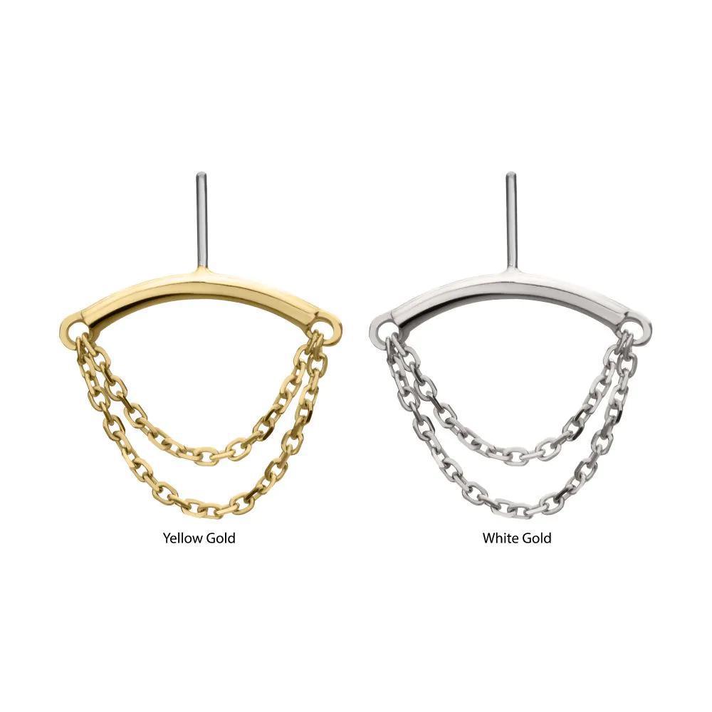 Invictus | 14k gold | Hidden Helix Curved Bar with 2 Tier Chain