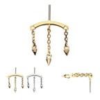 Invictus | 14k gold | Hidden helix Curved Bar with Spiked Chains