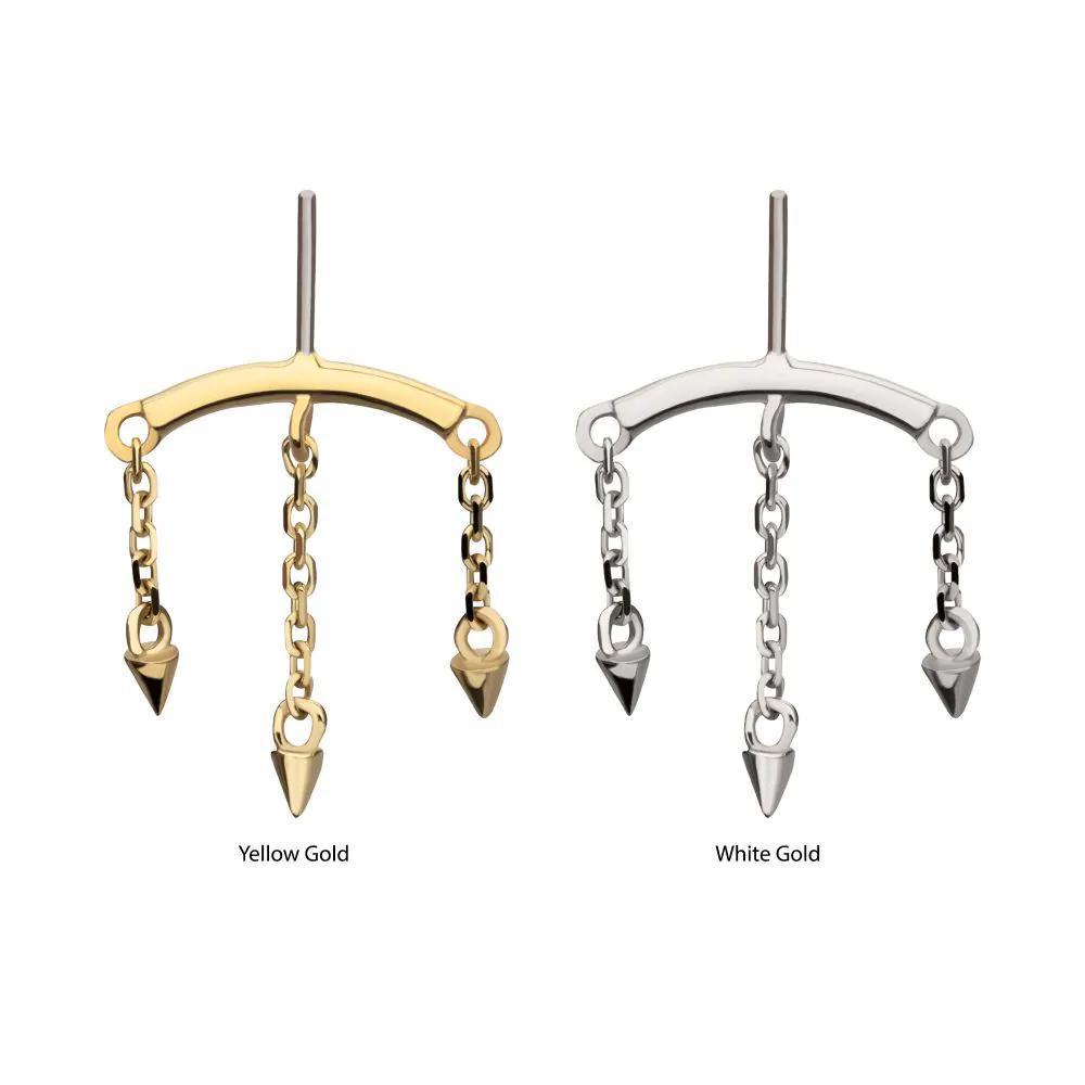 Invictus | 14k gold | Hidden helix Curved Bar with Spiked Chains