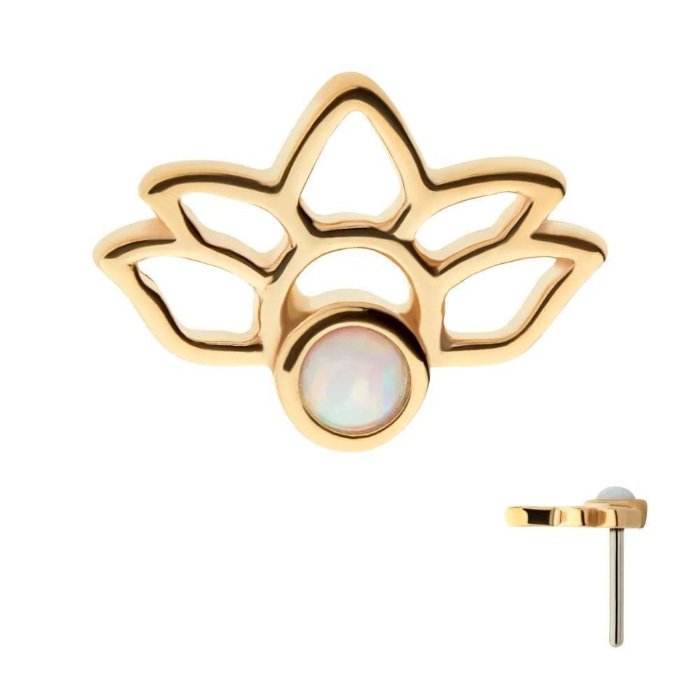 Invictus | 14k gold | Lotus | Synthetic White Opal
