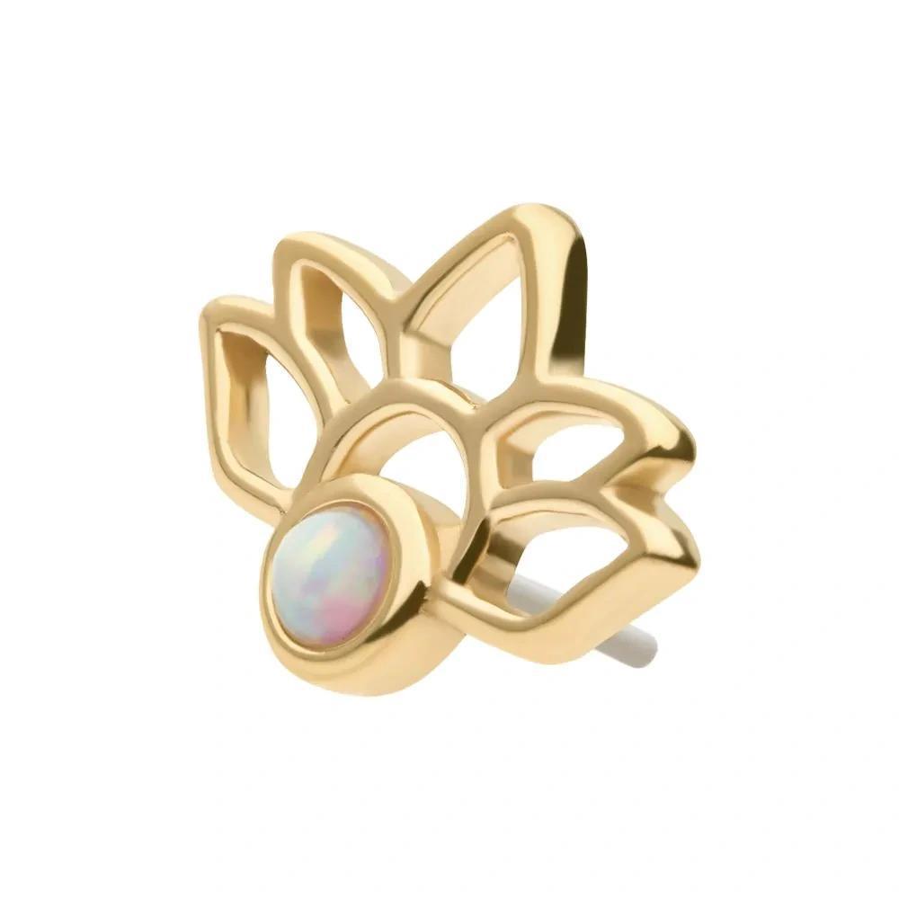 Invictus | 14k gold | Lotus | Synthetic White Opal