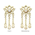 Invictus | 14k gold | Lotus with Triple Chain Dangle | CZ + Synthetic Opal