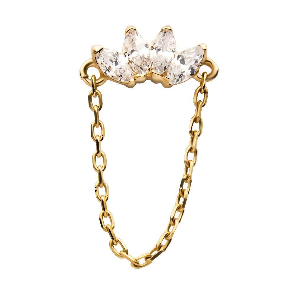 Invictus | 14k gold | Marquise Cluster with Dangling Chain | CZ