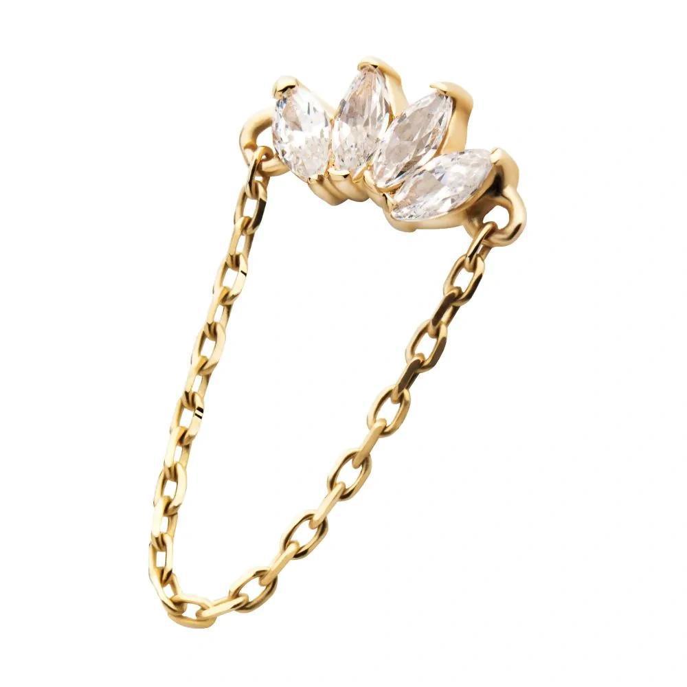 Invictus | 14k gold | Marquise Cluster with Dangling Chain | CZ