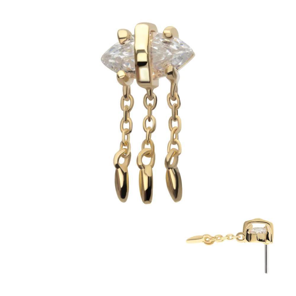 Invictus | 14k gold | Marquise Evil Eye with Triple Dangle | CZ