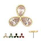Invictus | 14k gold | Milgrain Edge Teardrop CZ Gem 3-Petal Flower Top | Cubic Zirconia