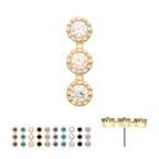 Invictus | 14k gold | Milgrain Edge Triple Cluster Bezel CZ Gem Top | Cubic Zirconia