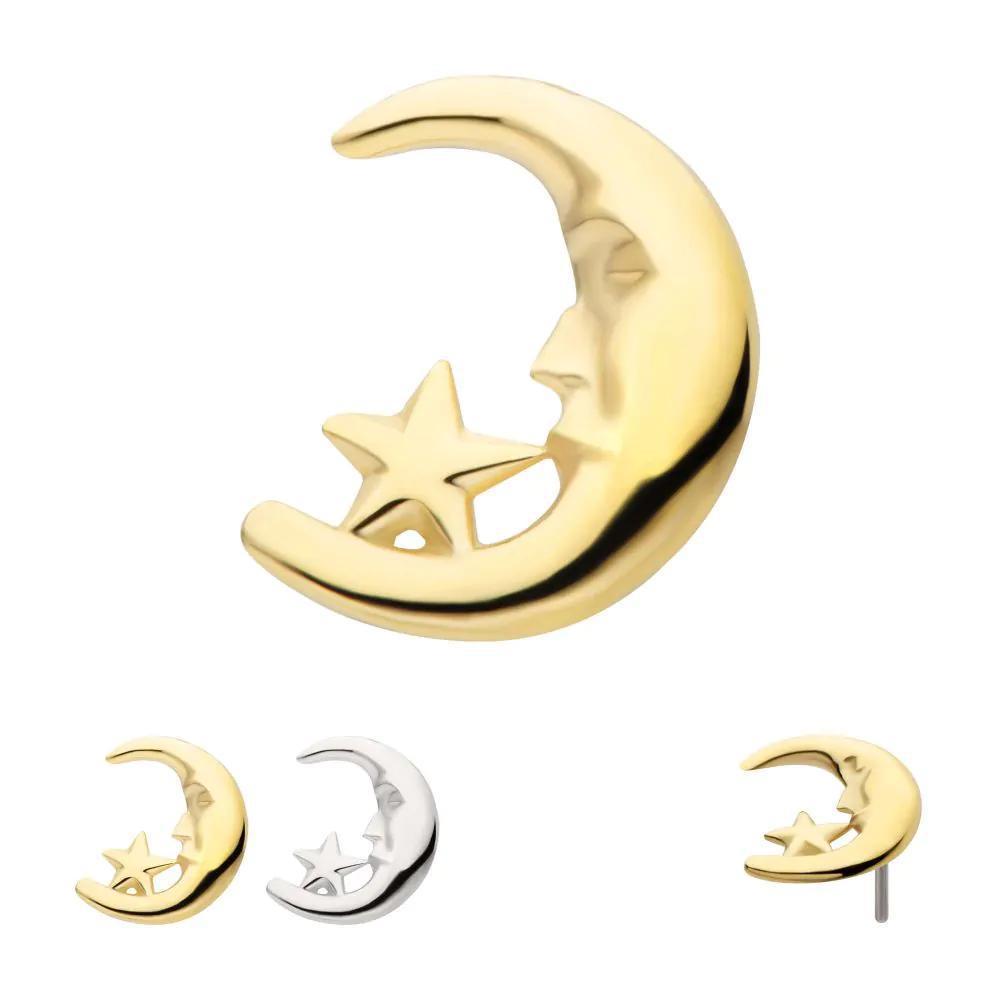 Invictus | 14k gold | Moon Face and Star