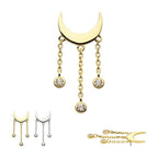 Invictus | 14k gold | Moon with Triple Dangle | CZ