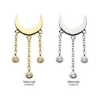 Invictus | 14k gold | Moon with Triple Dangle | CZ