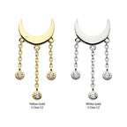 Invictus | 14k gold | Moon with Triple Dangle | CZ