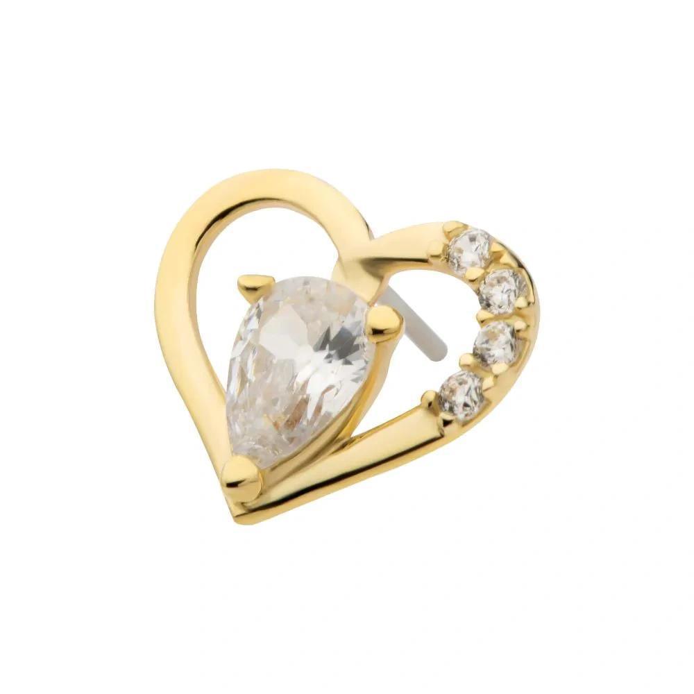 Invictus | 14k gold | Open Heart with Teardrop | CZ