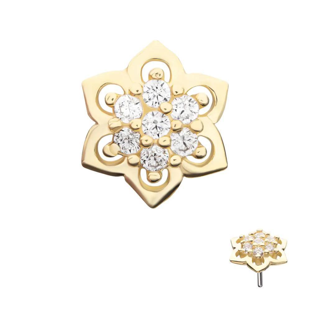 Invictus | 14k gold | Pave Set Mandala Flower | CZ